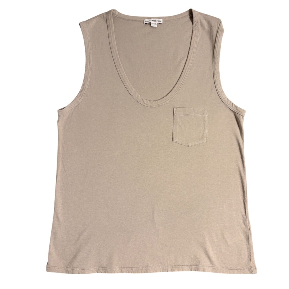 Standard James Perse | Beige Cotton Pocket Tank Top - Style WLJH3115CU | 1